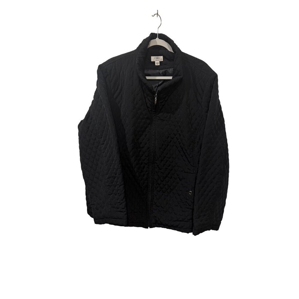 Cato Woman Quilted Black Zip-Up Jacket Size 26/28W Lightweight Outerwear For Wom